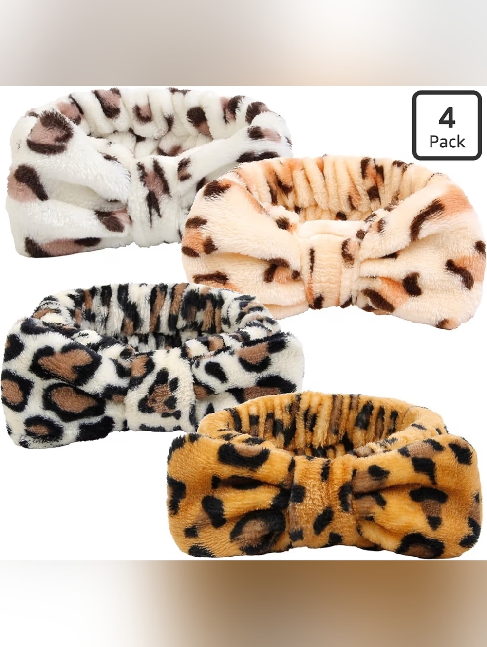 SPA HEADBAND SET OF 4 ANIMAL PRINT